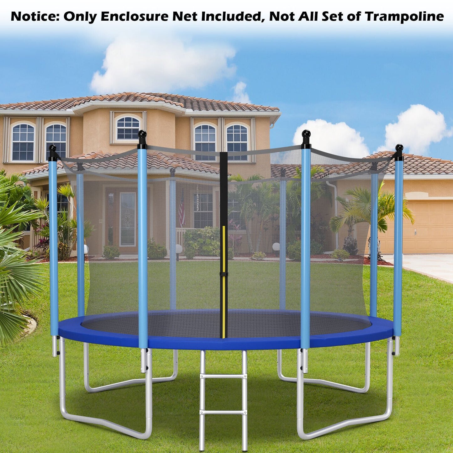 15/16 Feet Trampoline Replacement Safety Net with Adjustable Straps-16 ft