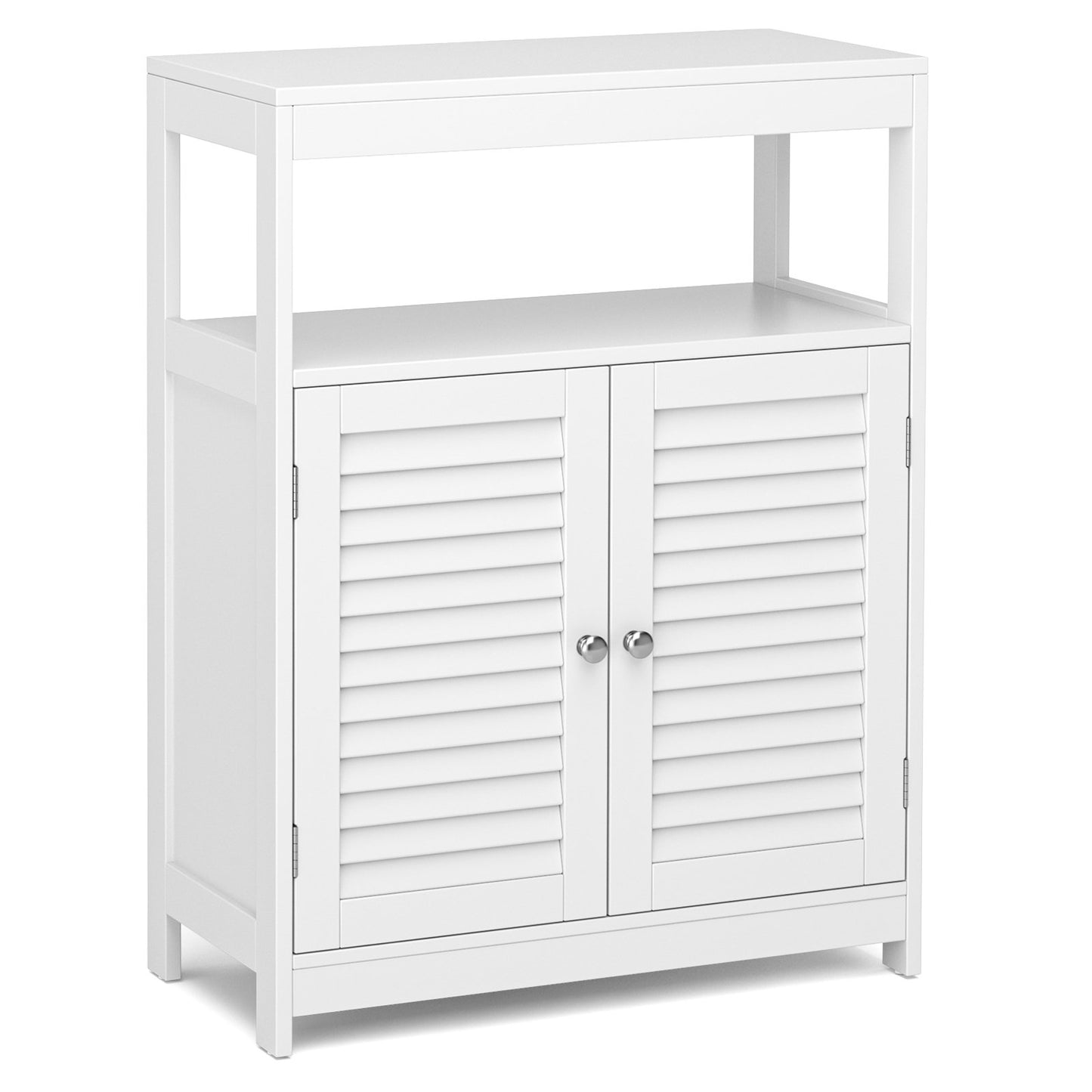 Freestanding Bathroom Floor Cabinet with Double Shutter Doors-Gray