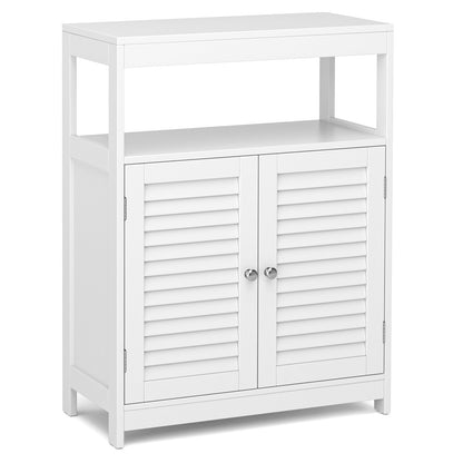 Freestanding Bathroom Floor Cabinet with Double Shutter Doors-Gray