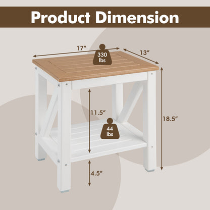 2-tier Waterproof Shower Bench with Storage Shelf-Brown