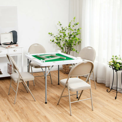 4-Player Mahjong Game Table with Iron Frame