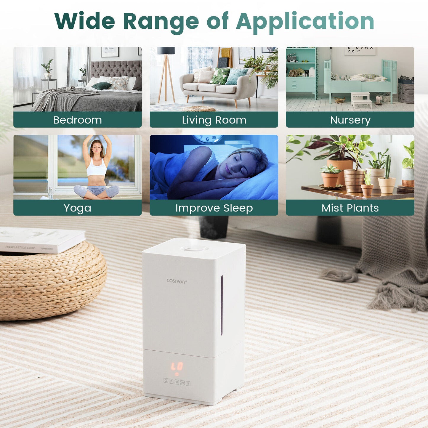 4L Ultrasonic Humidifier with Essential Oil Diffuser and 2 Mist Levels-White