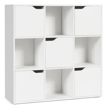 9-Cube Wooden Freestanding Bookcase for Home and Office-Gray