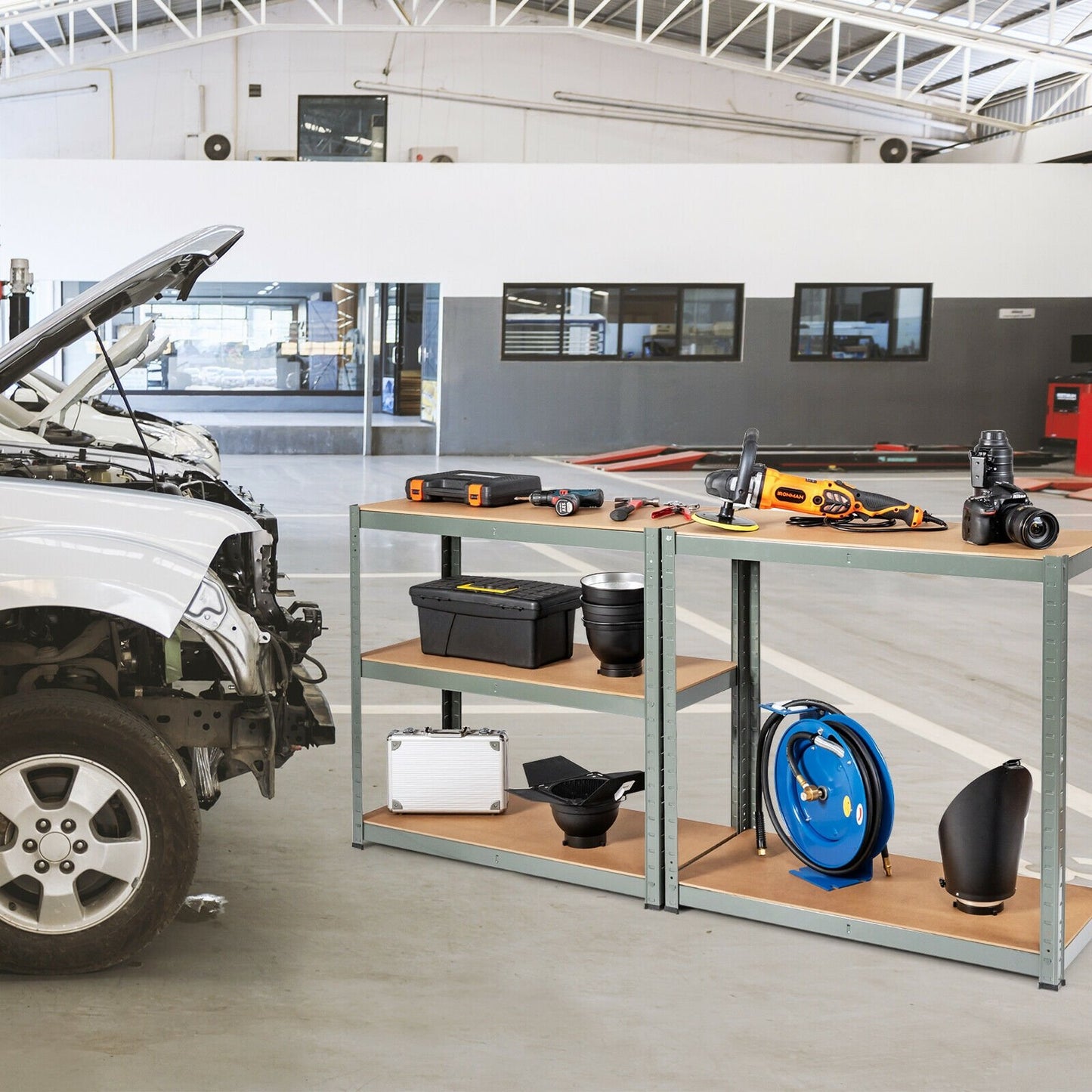 35.5 x 71 Inch Adjustable 5-Layer 2000 lbs Capacity Tool Shelf-Black