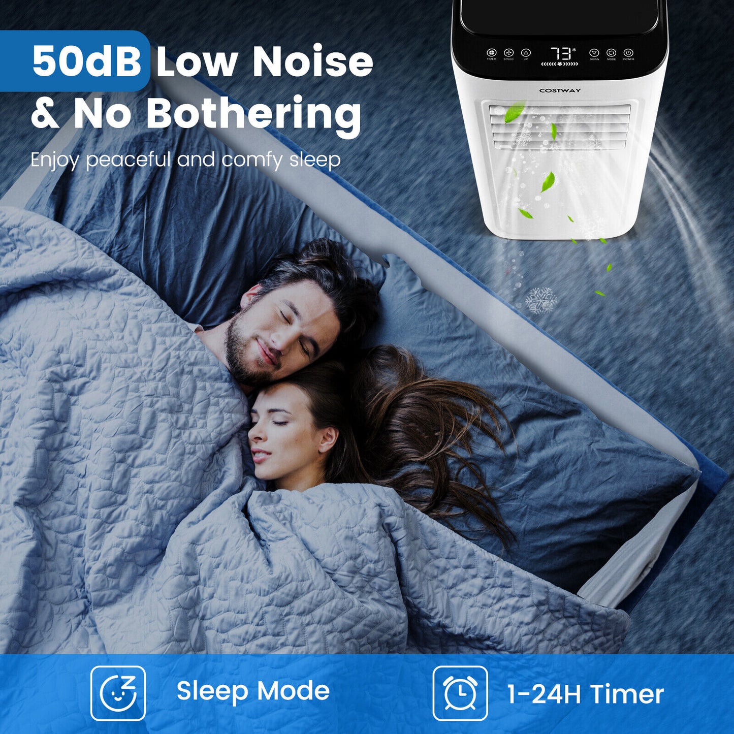 3-in-1 9000 BTU Air Conditioner with Dehumidifier and 24H Timer-White