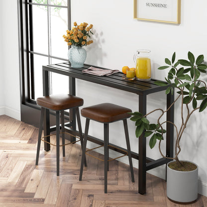 48/55 Inch Outdoor Bar Table with Waterproof Top and Heavy-duty Metal Frame-M