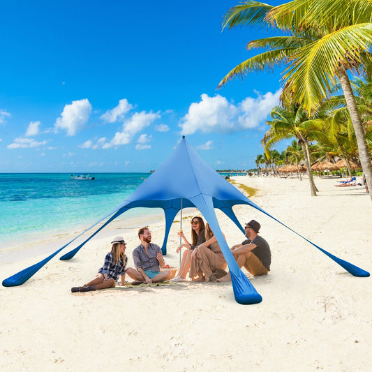 20 x 20 Feet Beach Canopy Tent with UPF50+ Sun Protection and Shovel-Blue