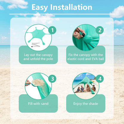 20 x 20 Feet Beach Canopy Tent with UPF50+ Sun Protection and Shovel-Green