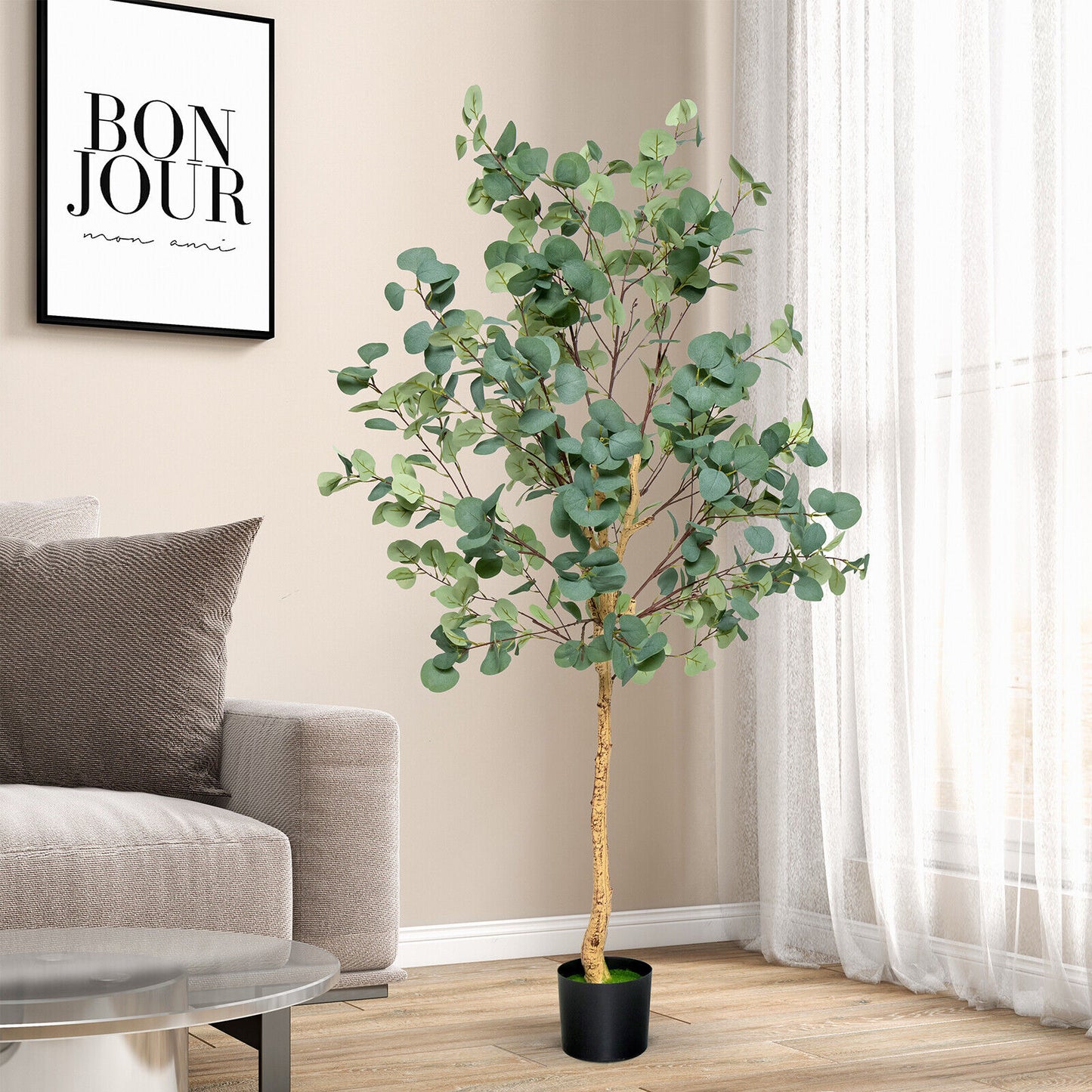 5.5 Feet Artificial Eucalyptus Tree with 517 Silver Dollar Leaves-1 Pack