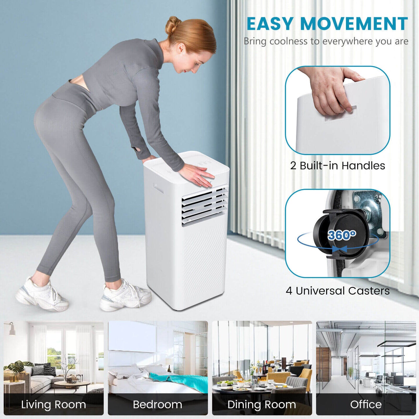 10000 BTU 4-in-1 Portable Air Conditioner with Dehumidifier and Sleep Mode-Black