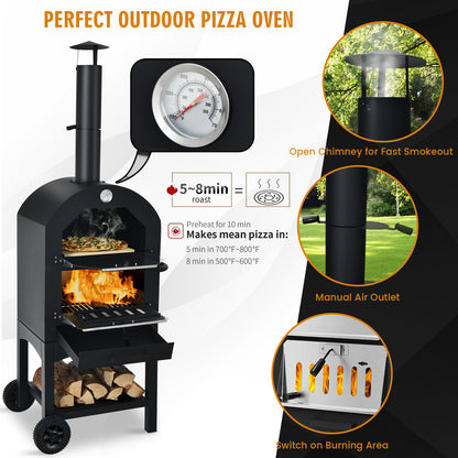 Portable Outdoor Pizza Oven with Pizza Stone and Waterproof Cover