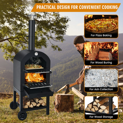 Portable Outdoor Pizza Oven with Pizza Stone and Waterproof Cover