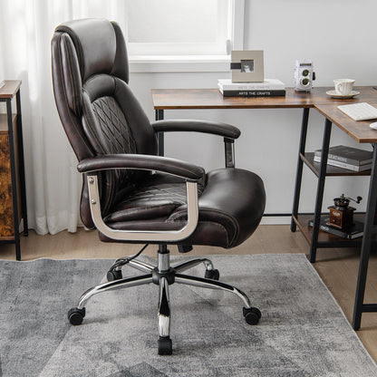 Height Adjustable Executive Chair Computer Desk Chair with Metal Base-Brown