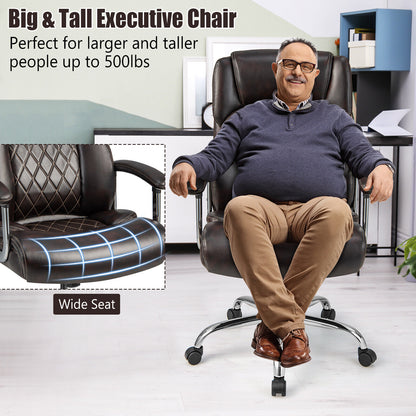 Height Adjustable Executive Chair Computer Desk Chair with Metal Base-Brown
