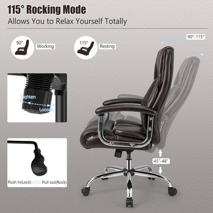 Height Adjustable Executive Chair Computer Desk Chair with Metal Base-Brown