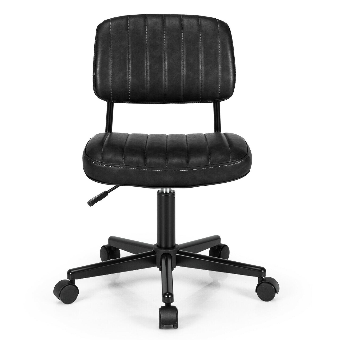 PU Leather Adjustable Office Chair  Swivel Task Chair with Backrest-Black