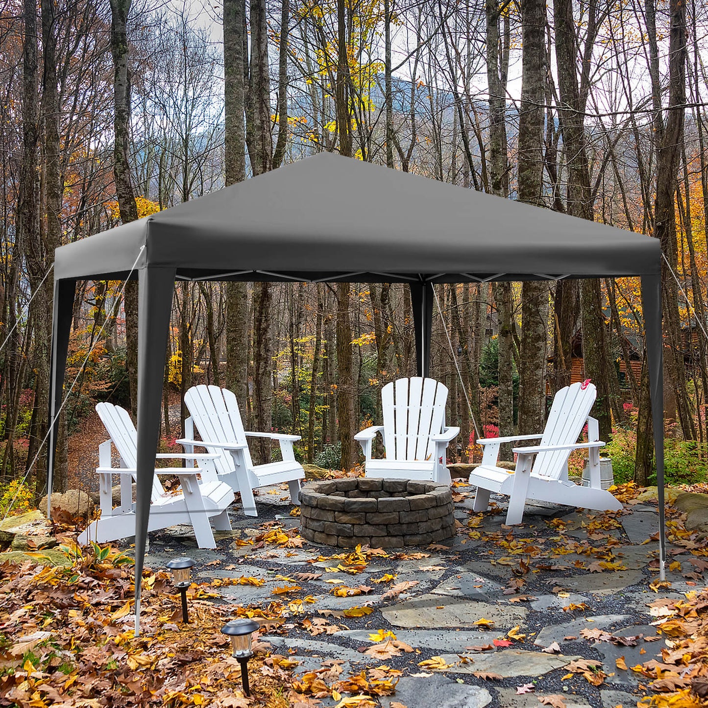 10 x 10 Feet Outdoor Pop-up Patio Canopy for  Beach and Camp-Blue
