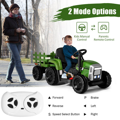 12V Ride on Tractor with 3-Gear-Shift Ground Loader for Kids 3+ Years Old-Black