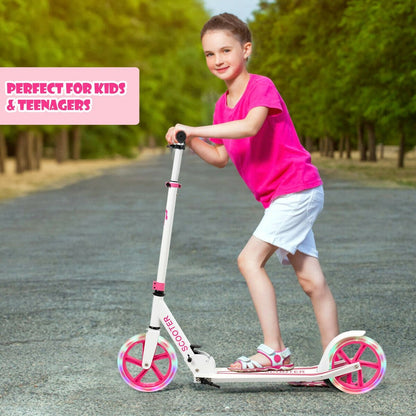 Portable Folding Sports Kick Scooter with LED Wheels-Blue