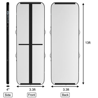 13 Feet Inflatable Gymnastics Tumbling Mat with Pump -Black