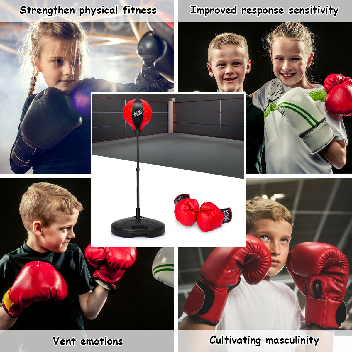 Kids Adjustable Stand Punching Bag Toy Set with Boxing Glove - Direct by Wilsons Home Store