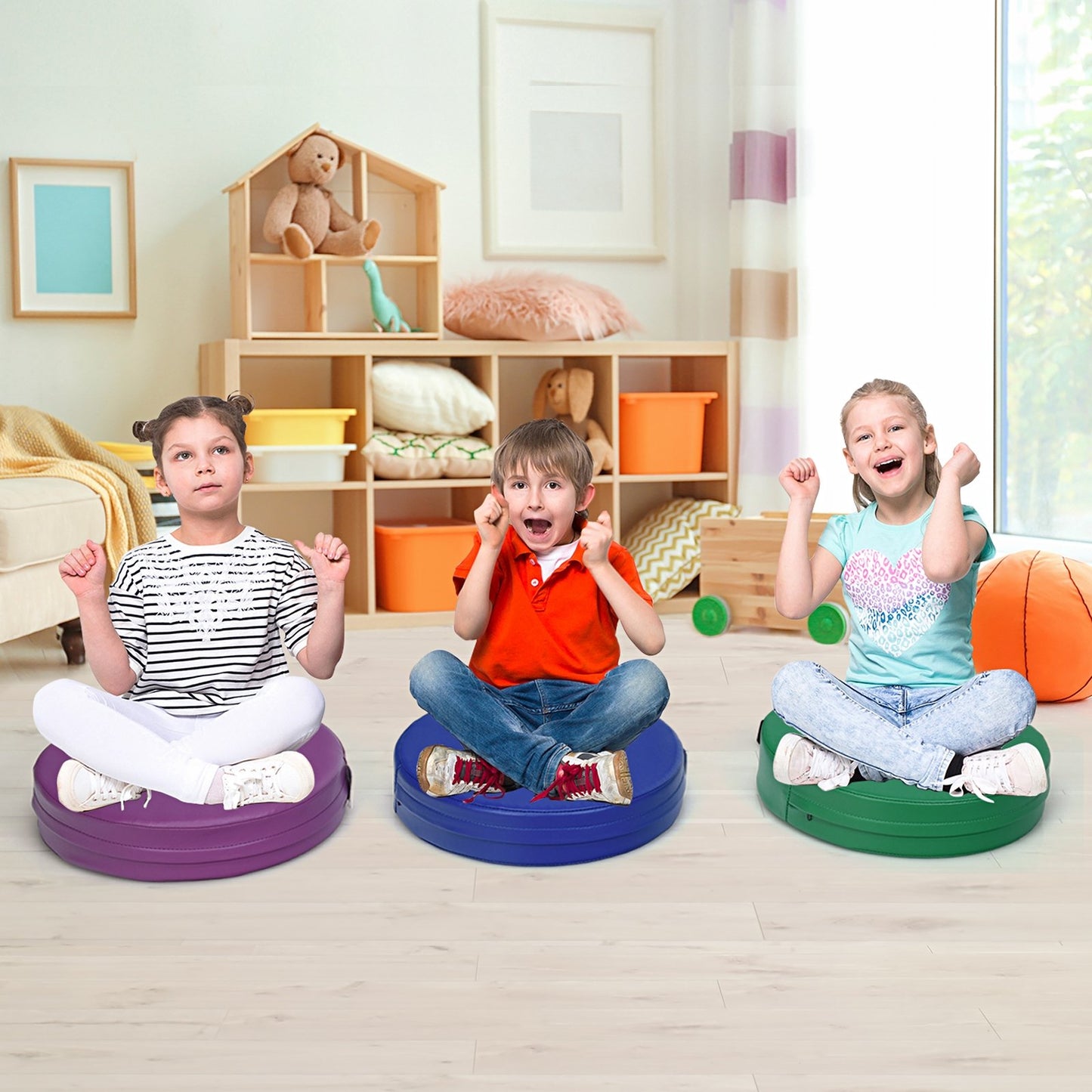 6 Pieces 15 Inch Round Toddler Floor Cushions