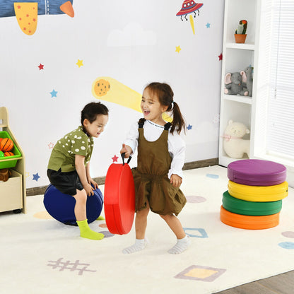6 Pieces 15 Inch Round Toddler Floor Cushions-Blue