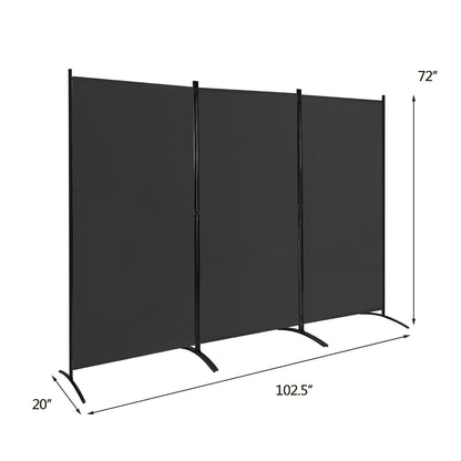 3-Panel Room Divider Folding Privacy Partition Screen for Office Room-Black