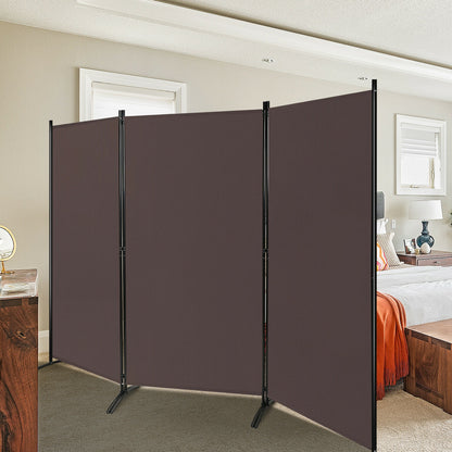 3-Panel Room Divider Folding Privacy Partition Screen for Office Room-Brown