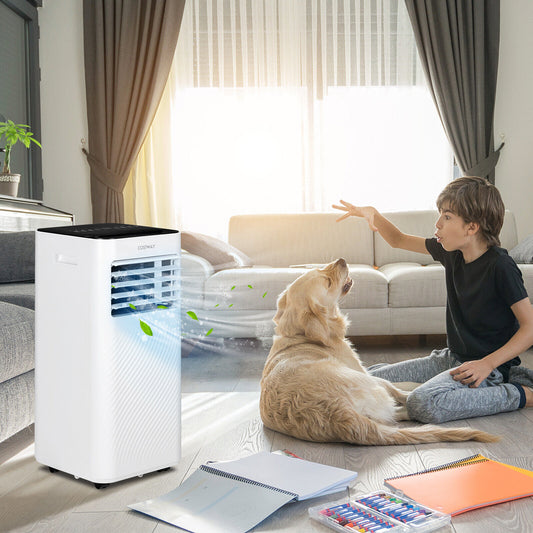 10000 BTU 4-in-1 Portable Air Conditioner with Humidifier and Sleep Mode-Black & White