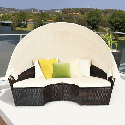 Outdoor Daybed with Retractable Canopy-Black