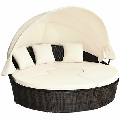 Outdoor Daybed with Retractable Canopy-Black