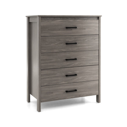 Modern 5-Drawer Multipurpose Chest Dresser with Metal Handles-Black