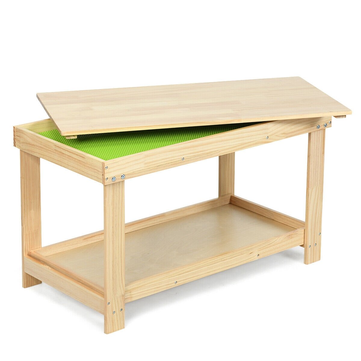 Solid Multifunctional Wood Kids Activity Play Table-Dark Brown