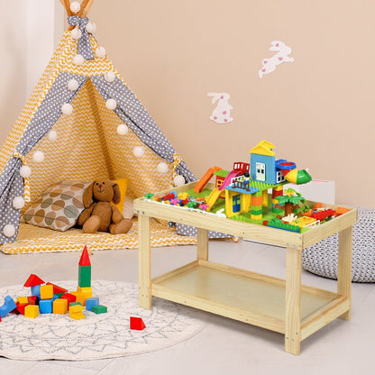 Solid Multifunctional Wood Kids Activity Play Table-Dark Brown