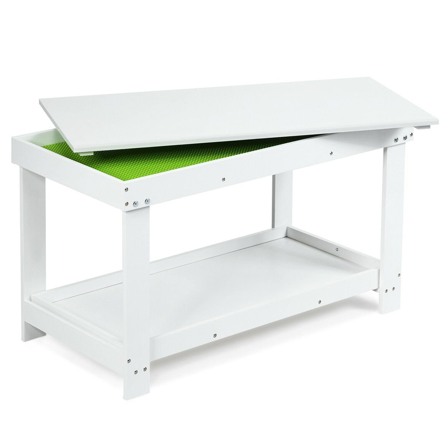 Solid Multifunctional Wood Kids Activity Play Table-Dark Brown