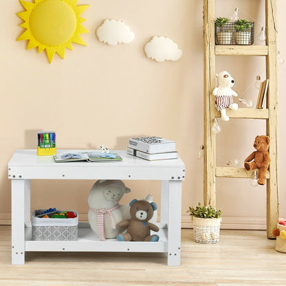 Solid Multifunctional Wood Kids Activity Play Table-Dark Brown