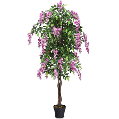 6-Feet Artificial Wisteria Silk Indoor-Outdoor Tree with Adjustable Tree Branche-2 Pieces