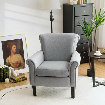 Upholstered Fabric Accent Chair with Adjustable Foot Pads-Dark Gray