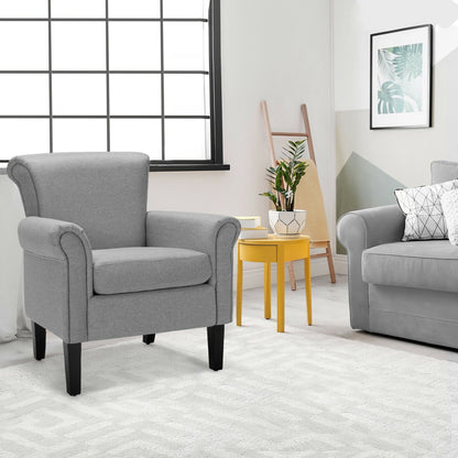 Upholstered Fabric Accent Chair with Adjustable Foot Pads-Dark Gray
