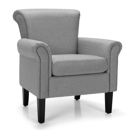 Upholstered Fabric Accent Chair with Adjustable Foot Pads-Dark Gray