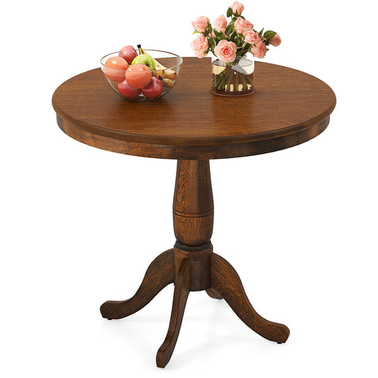 32 Inch Wooden Round Pub Pedestal Side Table