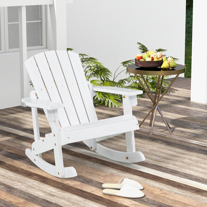 Outdoor Wooden Kid Adirondack Rocking Chair with Slatted Seat-Coffee
