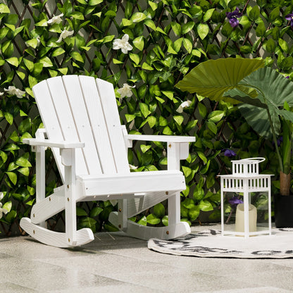 Outdoor Wooden Kid Adirondack Rocking Chair with Slatted Seat-Coffee