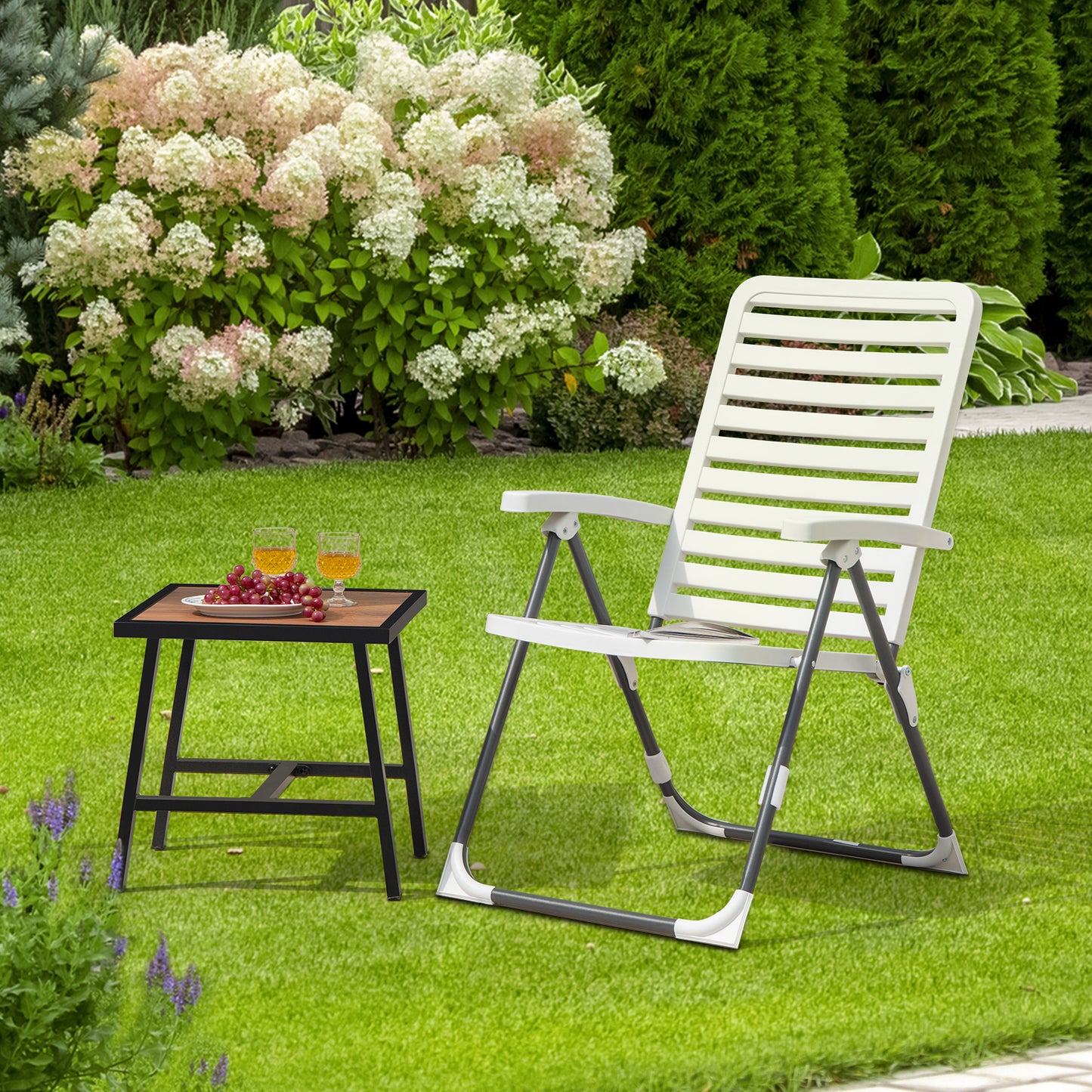 Folding Patio Chaise Lounger with 7-Level Backrest