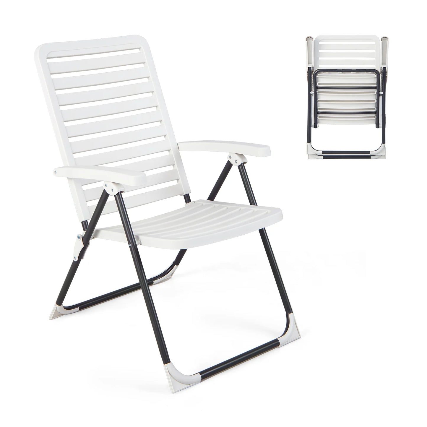 Folding Patio Chaise Lounger with 7-Level Backrest
