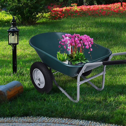 2 Tire Wheelbarrow Garden Cart Heavy-duty Dolly Utility Cart-Black
