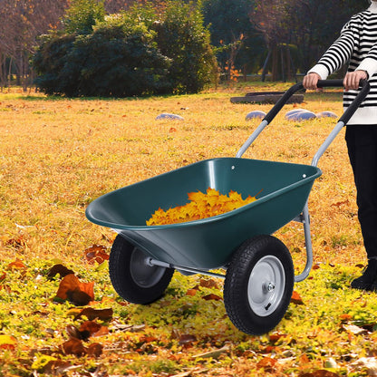 2 Tire Wheelbarrow Garden Cart Heavy-duty Dolly Utility Cart-Black