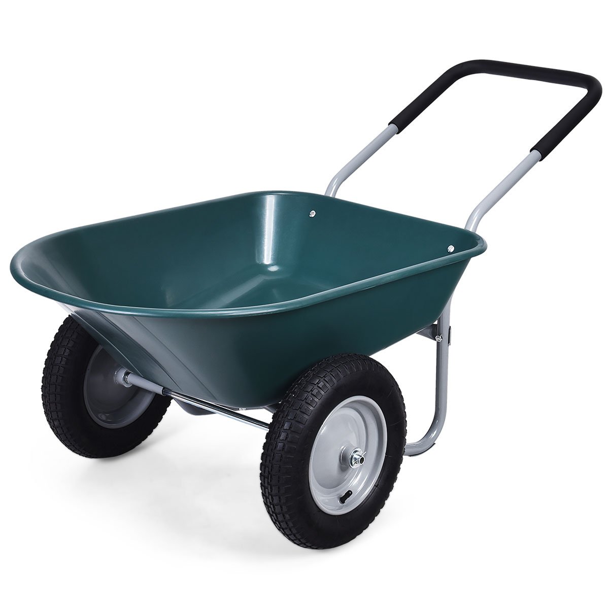 2 Tire Wheelbarrow Garden Cart Heavy-duty Dolly Utility Cart-Black