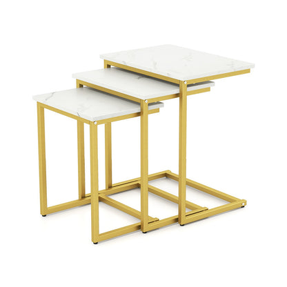 3 Pieces Multifunctional Coffee End Table Set-Brown